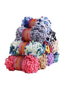 1卷100克甜甜圈造型毛線,適用於diy織毯,坐墊,圍巾,帽子,娃娃,毛絨坐墊等,總長約800cm / 315in - 藍灰白 - 查看 6