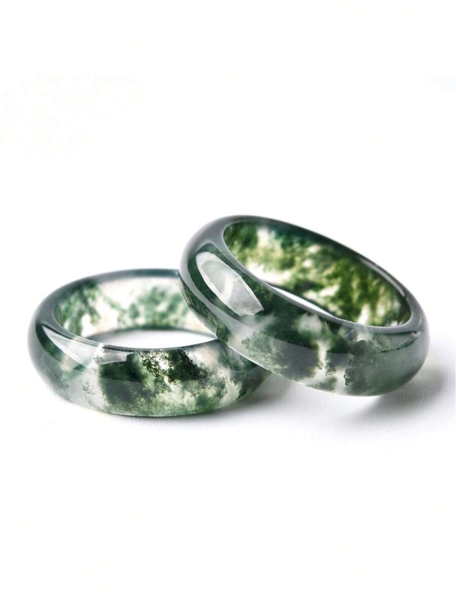 1 件时尚透明天然玉石幸运戒指珠宝男士女士礼物各种尺寸