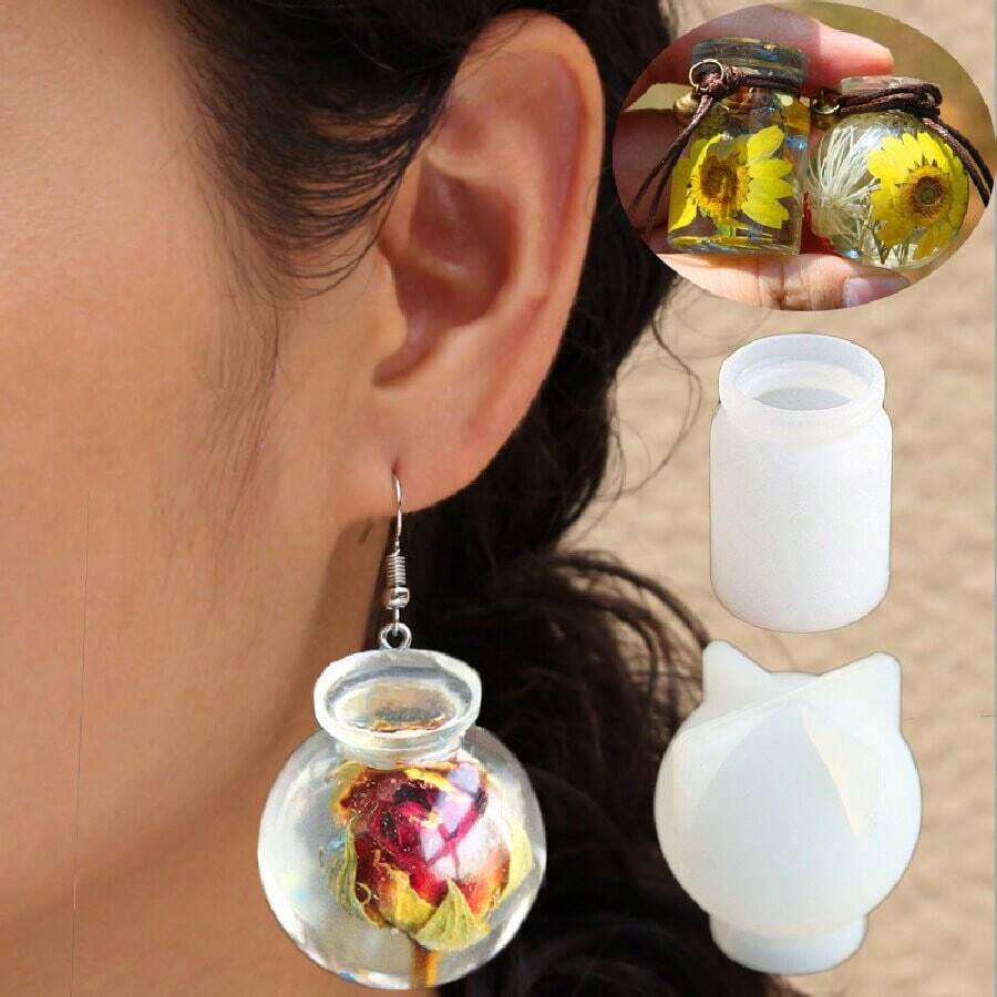 2入組/套矽膠滴管模具,用於製作微型玻璃瓶,diy樹脂藝術工藝 - 白色 - 查看 1