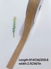 2.5cm細麻金線波狀邊聖誕禮物包裝緞帶,每捲10碼 - 金色 - 查看 2