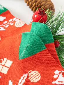 5對聖誕節男女童可愛聖誕老人印花襪子,時尚的秋冬新年襪子