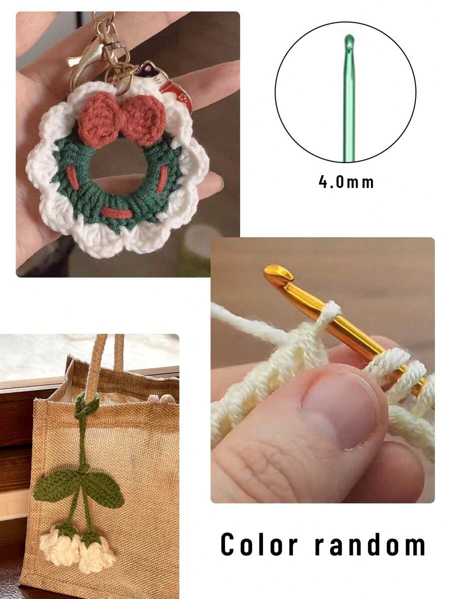 1入組合金勾頭3.5mm多彩氧化鋁鉤針金屬針diy編織工具(針織) - 彩色 - 查看 1