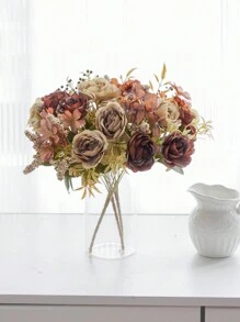 1 件/3 件浪漫玫瑰和牡丹花束人造花手持插花适用于婚礼/家居/卧室/客厅/餐桌装饰/新娘花束、情人节、礼物 - 卡其色 - 查看 5