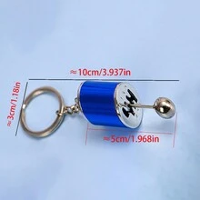 1pc Metallic Gearshift Head Car Keychain Pendant - Silver - View 3