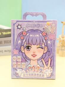 Children's Puzzle Toy Princess Makeup Coloring Set Girls' Dress-up Games Diy Coloring & Dressing Stickers Cheerful Girl Sticker Album (1set/10sheets)