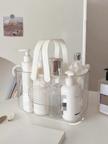 1pc Home Use Transparent Whale Shaped Bathing Basket, Bathroom Collection With Large Capacity And Water Draining Function - White - View 2