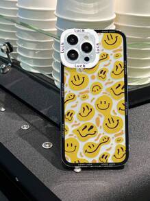 1pc Clear Tpu Protective Phone Case With Cartoon Face Design, Compatible With Apple, Samsung, Redmi Series - Multicolor - View 3