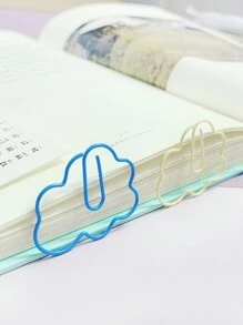 1盒24入創意雲形書釘,可愛卡通書釘,辦公室和學校用品 - 藍色 - 查看 7