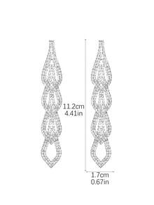 Dangle Pha lê Hoa tai Nghiên cứu Đối với phụ nữ 1 đôi - Bạc - Xem 4