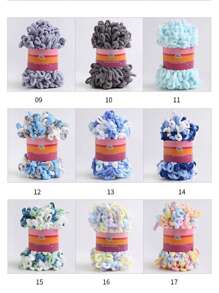 1卷100克甜甜圈造型毛線,適用於diy織毯,坐墊,圍巾,帽子,娃娃,毛絨坐墊等,總長約800cm / 315in - 藍灰白 - 查看 9