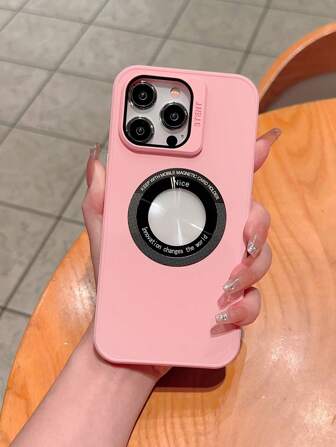 Capa de celular anti-queda com carregamento sem fio, com placa traseira espelhada e suporte compatível com o iPhone