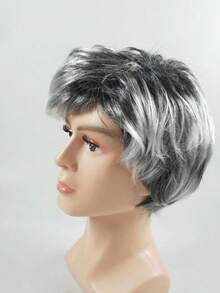 件套男士黑白祖父假髮，適合派對、戶外比賽、拍攝和慶祝