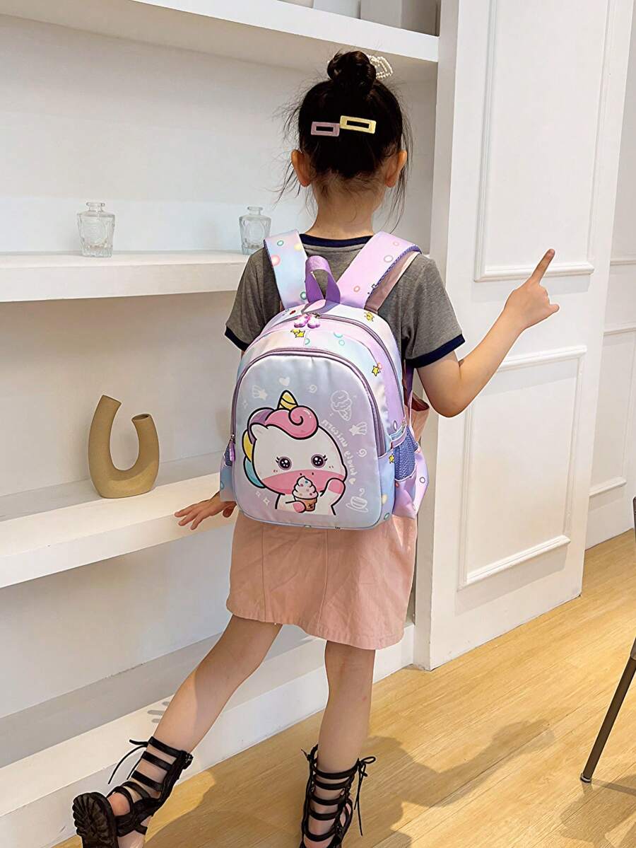 女孩子背包,輕量尼龍印花卡通書包,適用於幼稚園