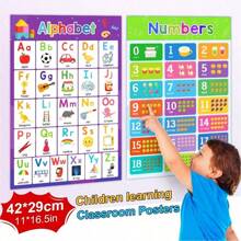 1pc Alphabet Abc Poster For Wall Hanging, Educational Chart For Kids Learning & Toy, Montessori Style Alphabet Learning For Babies - Purple - View 1