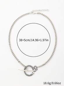 1pc Ot Buckle Snake & Thorn Design Couple Necklace - Silver - View 5
