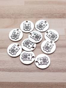 10入組/袋20x20mm（0.79x0.79英寸）古銀色貓頭鷹吊墜,適用於diy珠寶製作 - 古銀色-10pcs - 查看 3