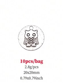 10入組/袋20x20mm（0.79x0.79英寸）古銀色貓頭鷹吊墜,適用於diy珠寶製作 - 古銀色-10pcs - 查看 4