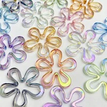 5pcs/Bag Uv Plated Acrylic Hollow Out Mixed Color Flower Beads, Multifunctional Diy Phone Lanyards, Keychain, Bracelet, Jewelry Making Accessories Valentines