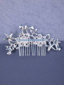 1pc Bridal Faux Pearl And Rhinestone Headband Wedding Dress Accessories - Silver - View 5