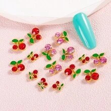 36入組 3d紅色金屬櫻桃美甲釘,水果奢華櫻桃設計美甲裝飾,diy豪華美甲元素 - 彩色 - 查看 3