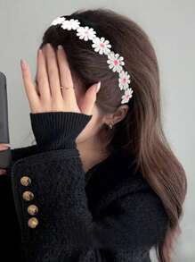 1入組優雅簡約粉色雛菊頭箍,適用於各種場合