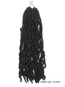 柔軟捧髮18英寸1包假捧髮捧髮卷曲捧編織合成纖維非洲髮延長(18英寸,24英寸)-黑色 - 黑色 - 查看 2