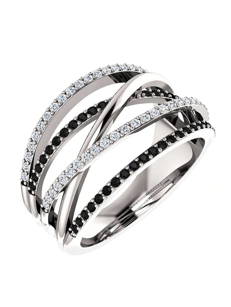 1入華麗的方形氧化鋯戒指,適合女性婚禮、訂婚、週年紀念、情人節禮物的珠寶