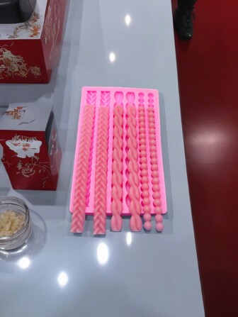 Braided Rope Faux Pearl String For Diy Fondant Decoration, Also Suitable For Plaster, Resin, And Glue Diy. 1pc Silicone Mold Included.