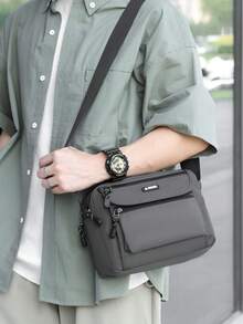 1 件多功能男士单肩包斜挎包手提包背包适用于旅行、户外活动、圣诞节或新年礼物斜挎包侧包方形包黑色包商务休闲情人节男士礼物万圣节男士礼物男士包书包学生包书包尖叫斜挎包 - 灰色 - 查看 5