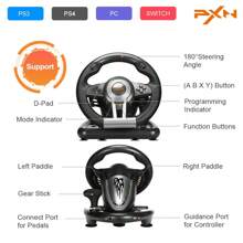 PXN Steering Wheel V3II 180° Gaming Racing Wheel Driving Wheel, with Linear Pedals and Racing Paddles for PC, Switch - 黑色 - 查看 8
