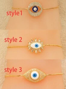 1 cái Mắt ác Vòng tay Đối với Phụ nữ Vi mô Lát sân Mắt Có thể điều chỉnh Chuỗi Vòng tay Thủ công Đồ trang sức - Vàng - Xem 2