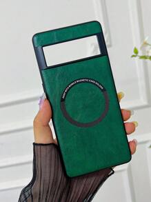 1pc Glossy Pu Leather Texture Magnetic Phone Case For Google Pixel 6/6a/6 Pro/7/7a/7 Pro/8/8a/8 Pro - Green - Green - View 1