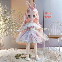 23cm Cartoon Style Doll With Starry Eyes And 7 Points Of Articulation For Diy Play, Children's Toy For Girls, Bjd Doll, Gift For Daughter, Etc.,Home Decoration,Room Decoration,Girls Dolls,Fashion Doll,Lol Dolls