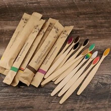 Bamboo Toothbrush - Ultra Soft Bristles Suitable For Sensitive Teeth & Gums, Wooden Handle For Deep Oral Cleaning At Home - Khaki - View 3