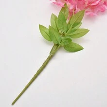 1朵模擬藤蘿花紫丁香小束掛壁假花婚禮背景裝飾藤蔓繡球掛蘭花串客廳掛壁單朵4葉4枝，約120朵花 - 粉色 - 查看 4