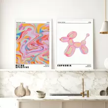 Bộ 2 tấm áp phích nghệ thuật hiện đại, tranh canvas chó bóng bay màu hồng, tranh canvas, quà tặng lý tưởng cho phòng ngủ, nghệ thuật treo tường, trang trí mùa đông, tranh canvas không khung, áp phích cho phòng, trang trí nhà cửa, trang trí phòng thẩm mỹ, trang trí tường Cottagecore, phòng tắm bếp phòng khách phòng ngủ trang trí văn phòng - Nhiều màu - Xem 10