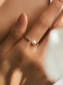 MODIAN 925 Sterling Silver Elegant Natural Pearl Adjustable Size 6-9 Finger Ring Classic Simple Fine Jewelry For Women Gifts