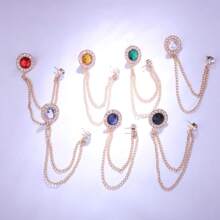 1pc Men's Tassel Chain Brooch, Personalized Suit Jacket Accessory