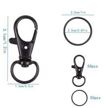 100pcs/Set Spiral Spring Clips & Key Ring Circles, Suitable For Key Chain, DIY Jewelry Craft Accessories, Valentine's Gift For Men And Women (50pcs Spring Clips + 50pcs Key Ring Circles) - Black - View 2
