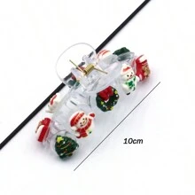 1款聖誕節女性髮夾,帶有雪人、聖誕老人、聖誕樹和馴鹿等元素的聖誕節樹裝飾,髮夾