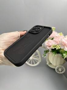 1入黑色霧面防摔TPU手機殼，帶有凹槽和氣墊保護，印有字母A，適用於iPhone型號 - 黑色 - 查看 4