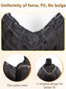 V 型合成耐热接发夹式接发长波浪发型假发黑棕色自然女士假发 - Light Brown - 查看 4