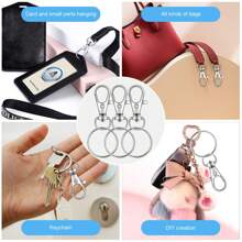 Bộ 100 kẹp lò xo xoắn ốc và móc chìa khóa dùng để làm đồ trang sức DIY, phụ kiện móc chìa khóa - 50 kẹp lò xo + 50 móc chìa khóa, quà tặng ngày lễ tình nhân cho cả nam và nữ - Bạc - Xem 6