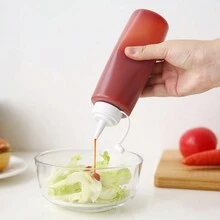 1pc Transparent Scale Display Squeeze Sauce Bottle 200ml/300ml For Ketchup, Salad Dressing, Honey, Jam And Other Condiments - Clear - View 9