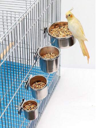 1入組/2入組不銹鋼防腐防鏽杯架，適用於鳥籠飼料碗，適用於所有季節的鳥類