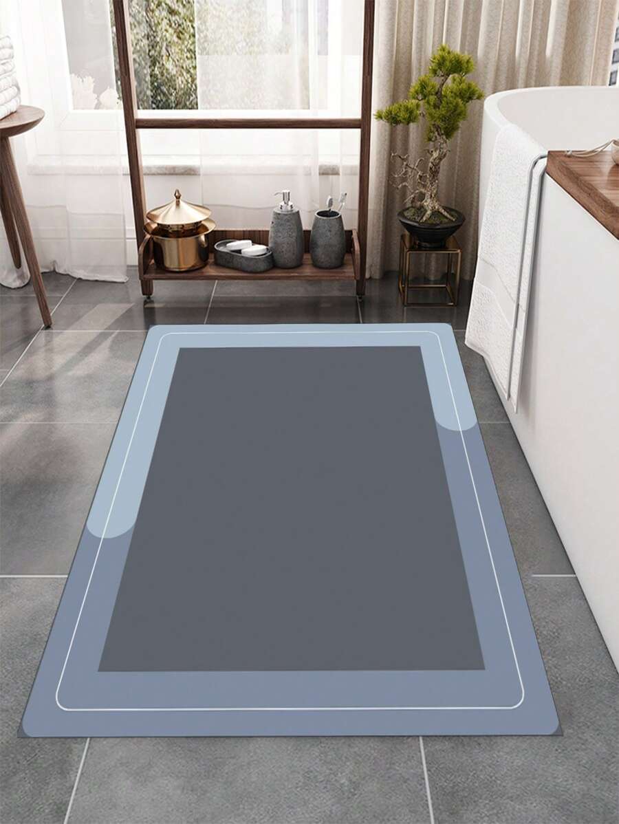 1pc Bathroom Floor Mat - Grey - View 1