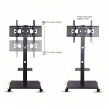 UNHO Mobile TV Stand Floor Standing, Tilt TV Pedestal Stand Wheels TV Trolley For 32"-65" LCD LED Flat Screen Height Adjustable Max VESA 600x400mm Loading Weight Up To 30KG - 黑色 - 查看 4