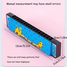 1pc Iron Metal Painted Double Row 16 Holes Can Blow Harmonica Musical Instruments Toy Cartoon Mouth Organ Random Color Style Gift For Beginners - Multicolor - View 6
