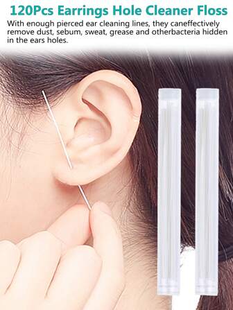 120pcs Ear Cleaning Line For Ear Piercing, Removing Dirt, Deodorizing And Anti-Clogging,Bag,Organizer,Storage