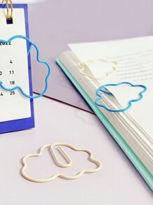 1盒24入創意雲形書釘,可愛卡通書釘,辦公室和學校用品 - 藍色 - 查看 6